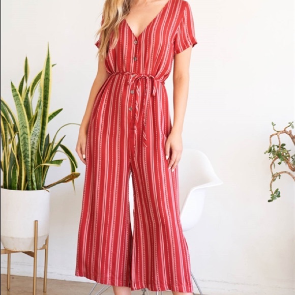 Pants - NWOT Red Striped Comfy Jumpsuit